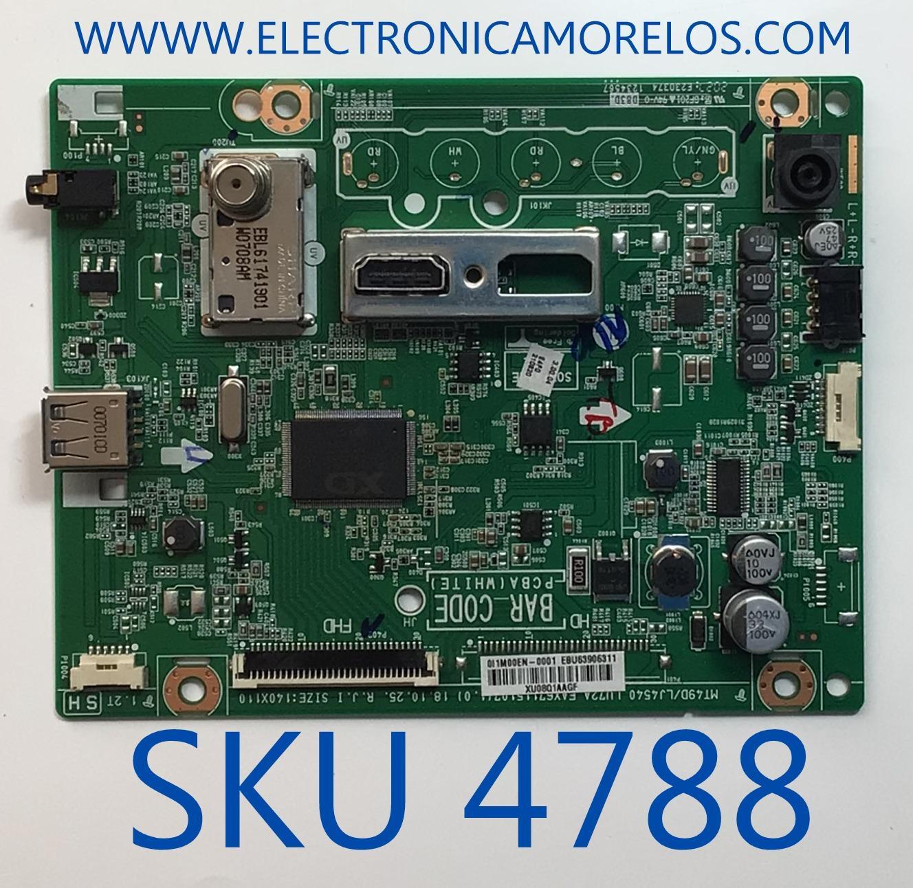 MAIN PARA MONITOR LG / NUMERO DE PARTE EBU63906311 / EAX67115107 (1.0) / 63906311 / EAX67115107 / XU08Q1AAGF / 0I1M00EN-0001 / MODELO 22LJ4540PU